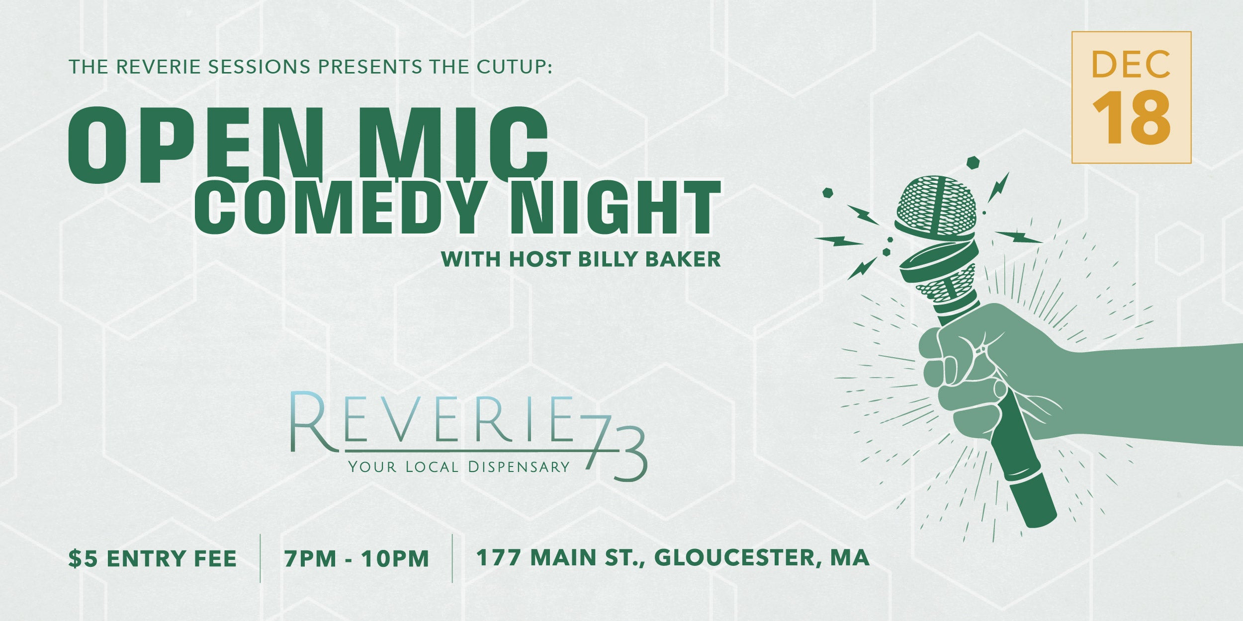 The Reverie Sessions Presents: The Cutup: Open Mic Comedy Night with host Billy Baker